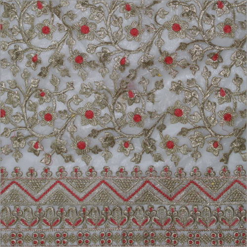 Net Embroidery Fabrics - Net Material, 45 Inches, Pink Color, 100 Gsm Weight | Skin Friendly, Elegant Floral Design, Dry Clean Only
