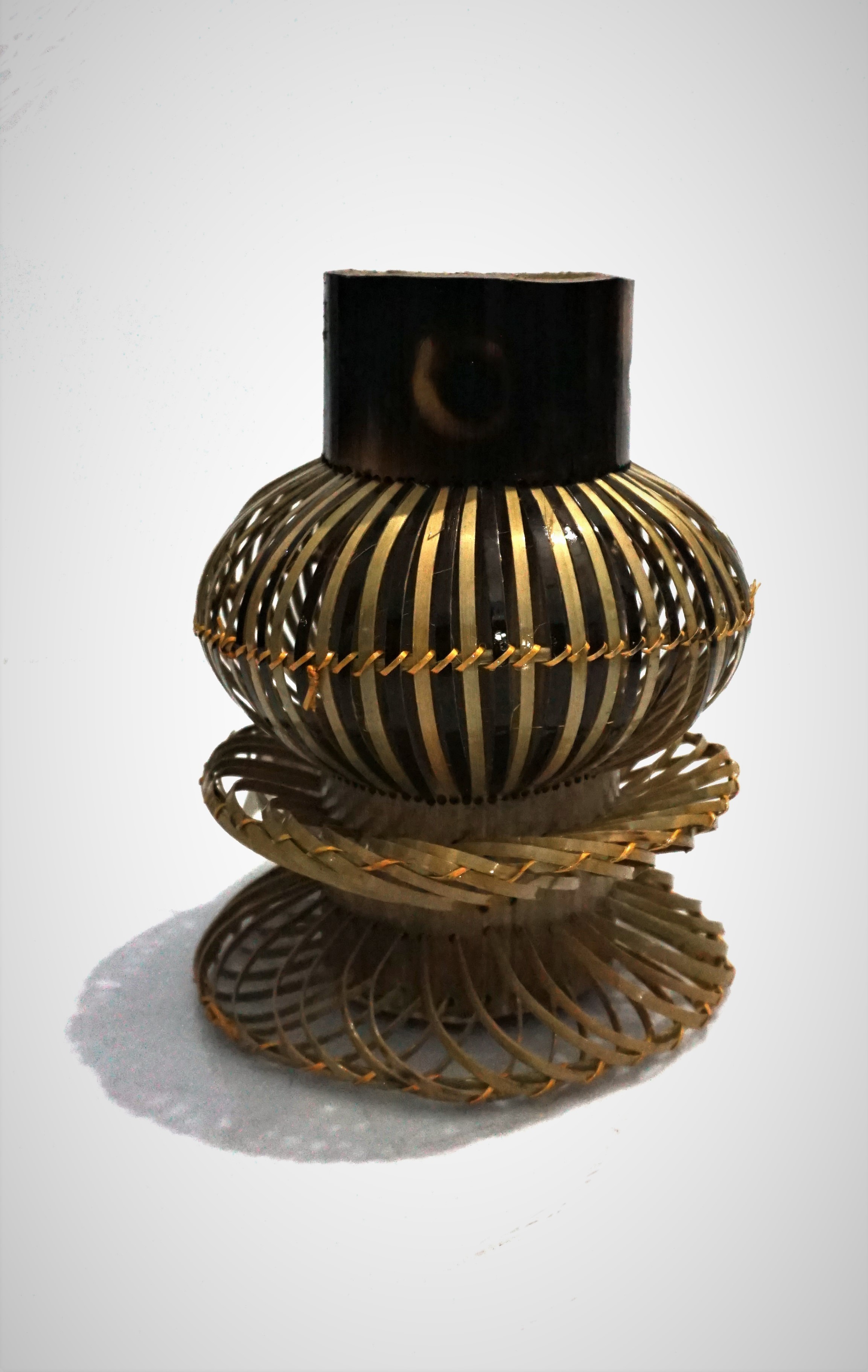 Designer Flower Vase - Bamboo 6 Inch Diameter, 10 Inch Height, Brown, Handwoven | Elegant Durable Eco-friendly Home Decor