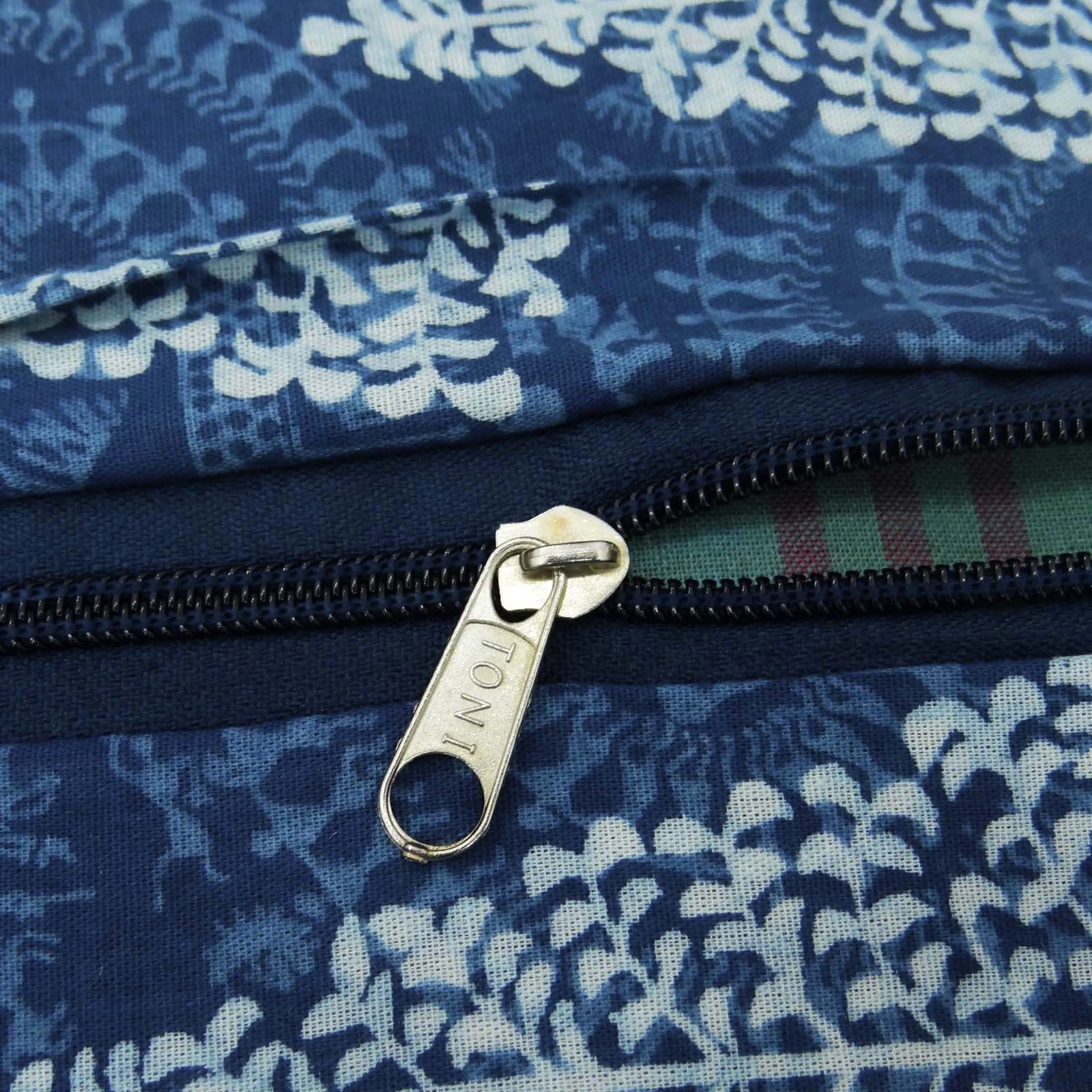 Indigo Blue Cushion Cover - 100% Cotton, 16x16 Inches | Floral Hand Block Print, Durable And Stylish Design For Home And Office Decor