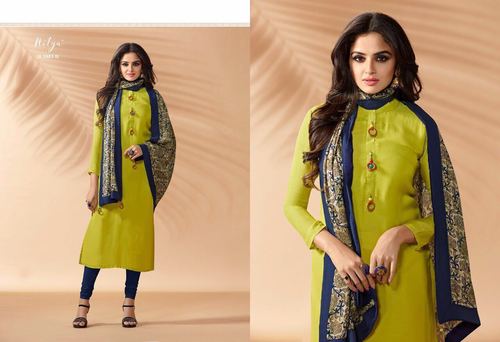 Green And Blue Ladies Fancy Kurti