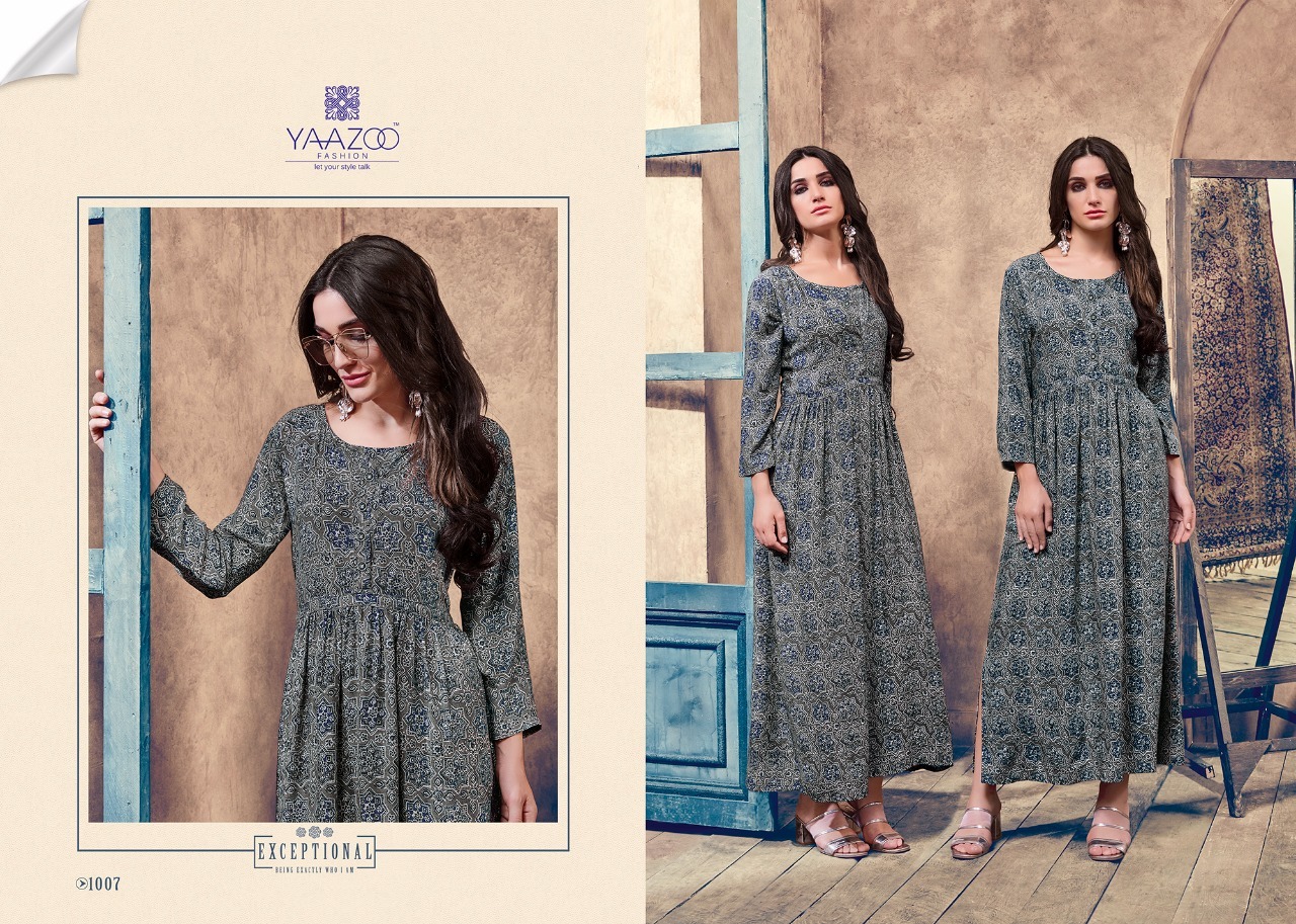 Yellow And Brown Ladies Fancy Kurti