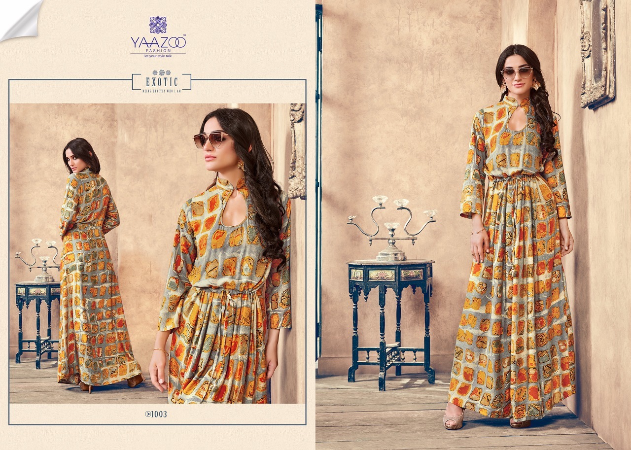 Yellow And Brown Ladies Fancy Kurti