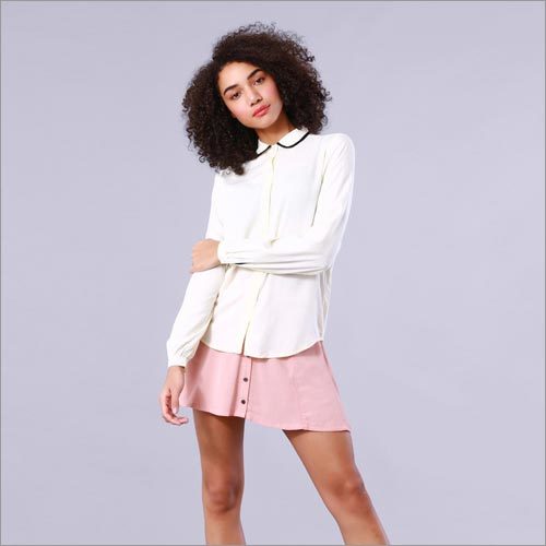 सॉलिड आइवरी शर्ट