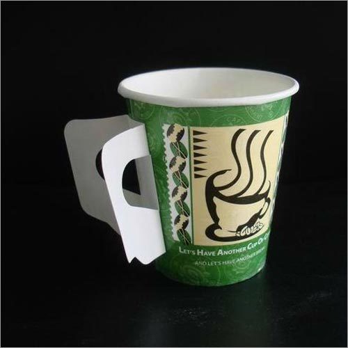 Green And White Handle Paper Cups