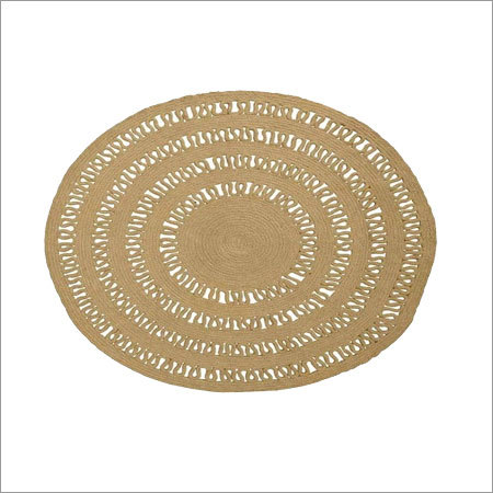 Jute Braided Rug - Small Oval, Blue & Golden Shades | Elegant Patterns, Easy To Clean, Tear-proof