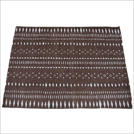 Printed Rugs - Cotton, Jute, Variable Dimensions, Brown Color, Geometric Pattern | Shrinkage Proof, Easy Care, Trendy Design For Home Dã©cor