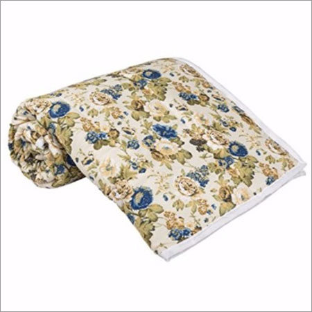 Mink Blanket - Polyester Material, 50x60 Inches, Cream Color | Lightweight, Soft Cotton Filling, Floral Pattern, Cozy & Foldable Winter Essential