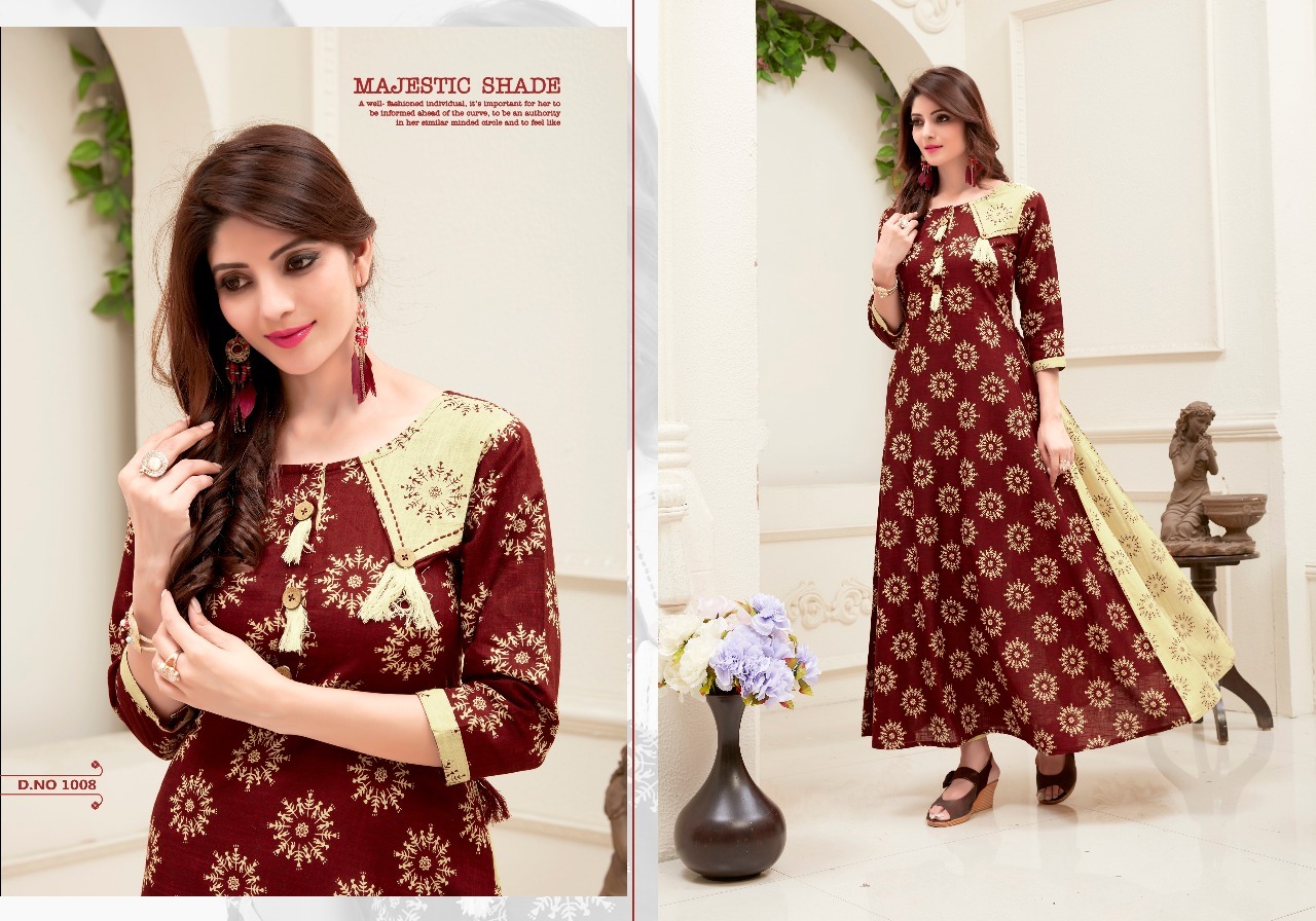 Ladies Fancy Kurti - Rayon, Customized Sizes From Xxs To Xxxl, Maroon Color, 3-4th Sleeves, Printed Pattern | Washable, Dry Cleanable, Ideal For All Seasons
