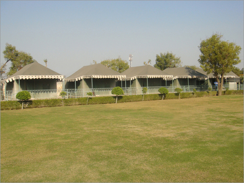 Luxury Resort Tents - Wood Poles, 14ft x 7ft Size, Multicolor Design | Accommodates 5+ Persons, Ideal for Camping Environments