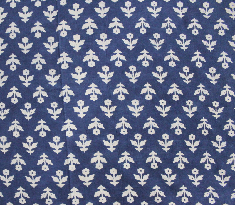 Indigo Blue Block Print Fabric - 100% Cotton, 60x60 Thread Count | Hand Printed, Light Weight, Soft, Ideal For Garments, Curtains, And Quilting