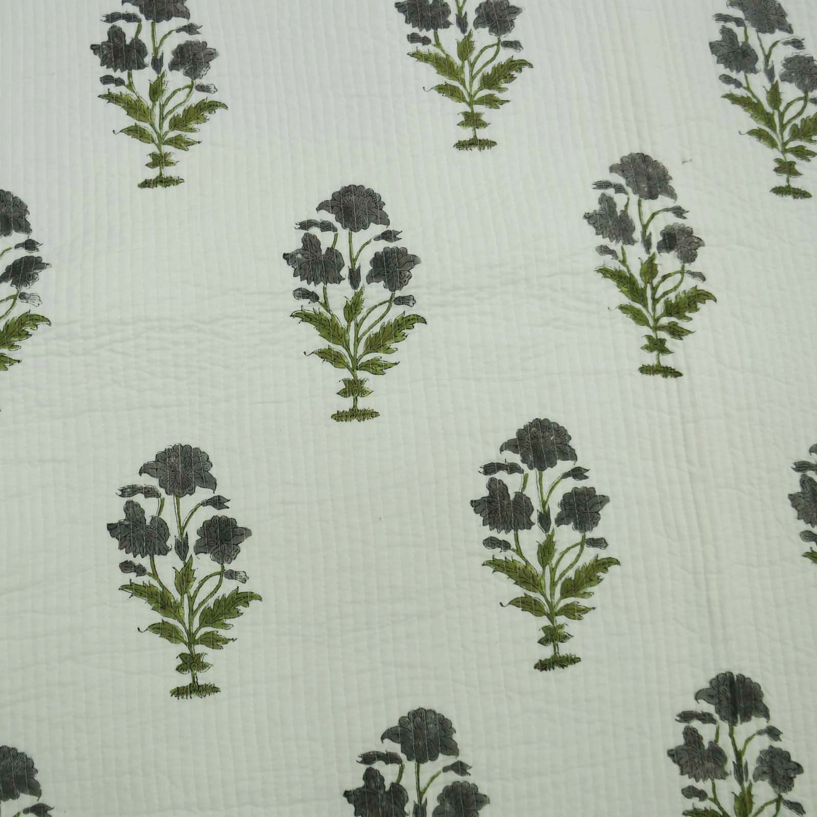 Hand Stitched Cotton Kantha Quilt - 100% Cotton, Queen Size | Printed Pattern, Versatile Bedspread And Bedding Throw