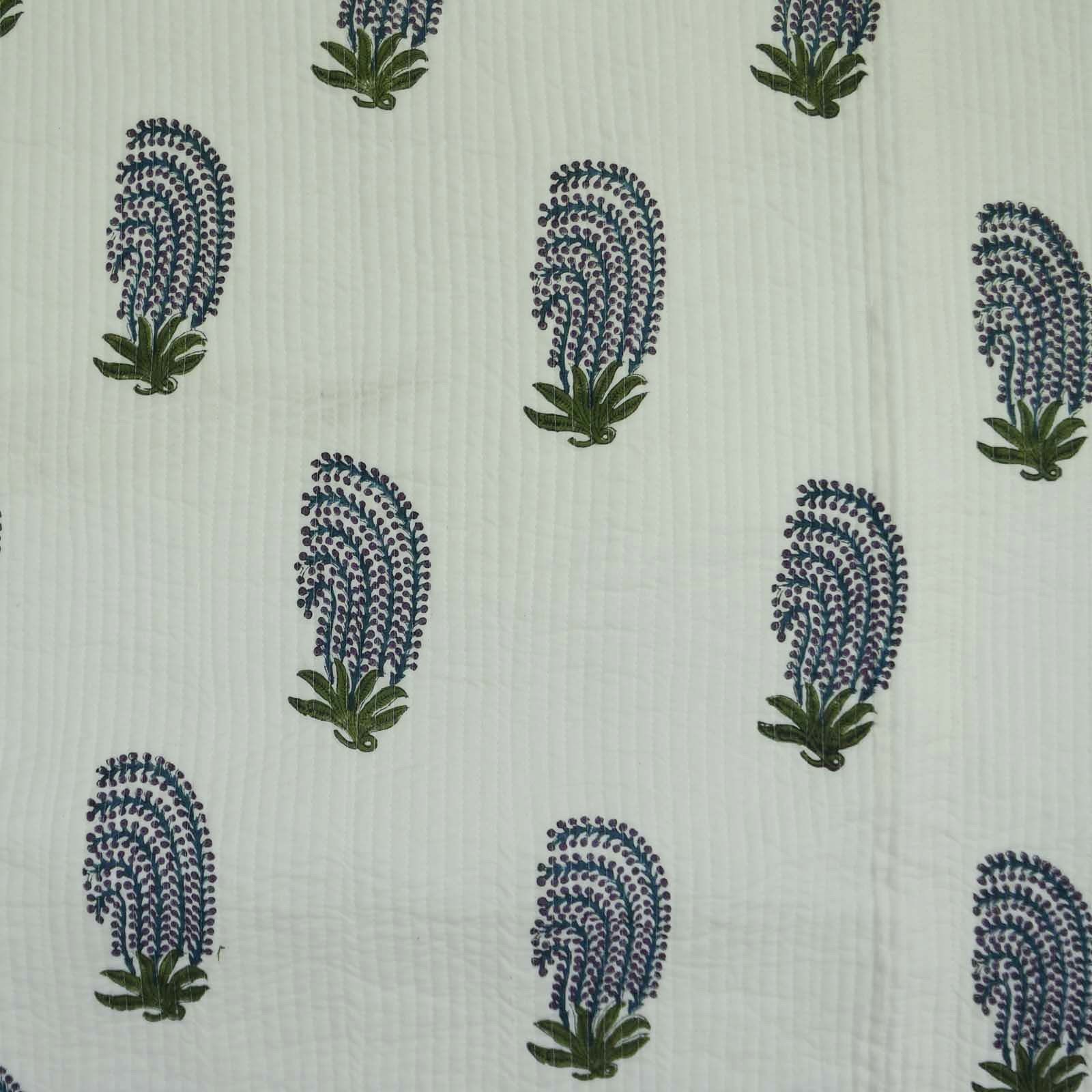 Handmade Block Print Cotton Kantha Quilt Size: Queen