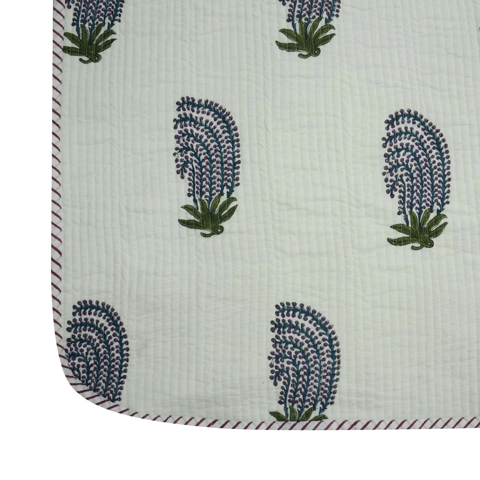 Handmade Block Print Cotton Kantha Quilt Size: Queen