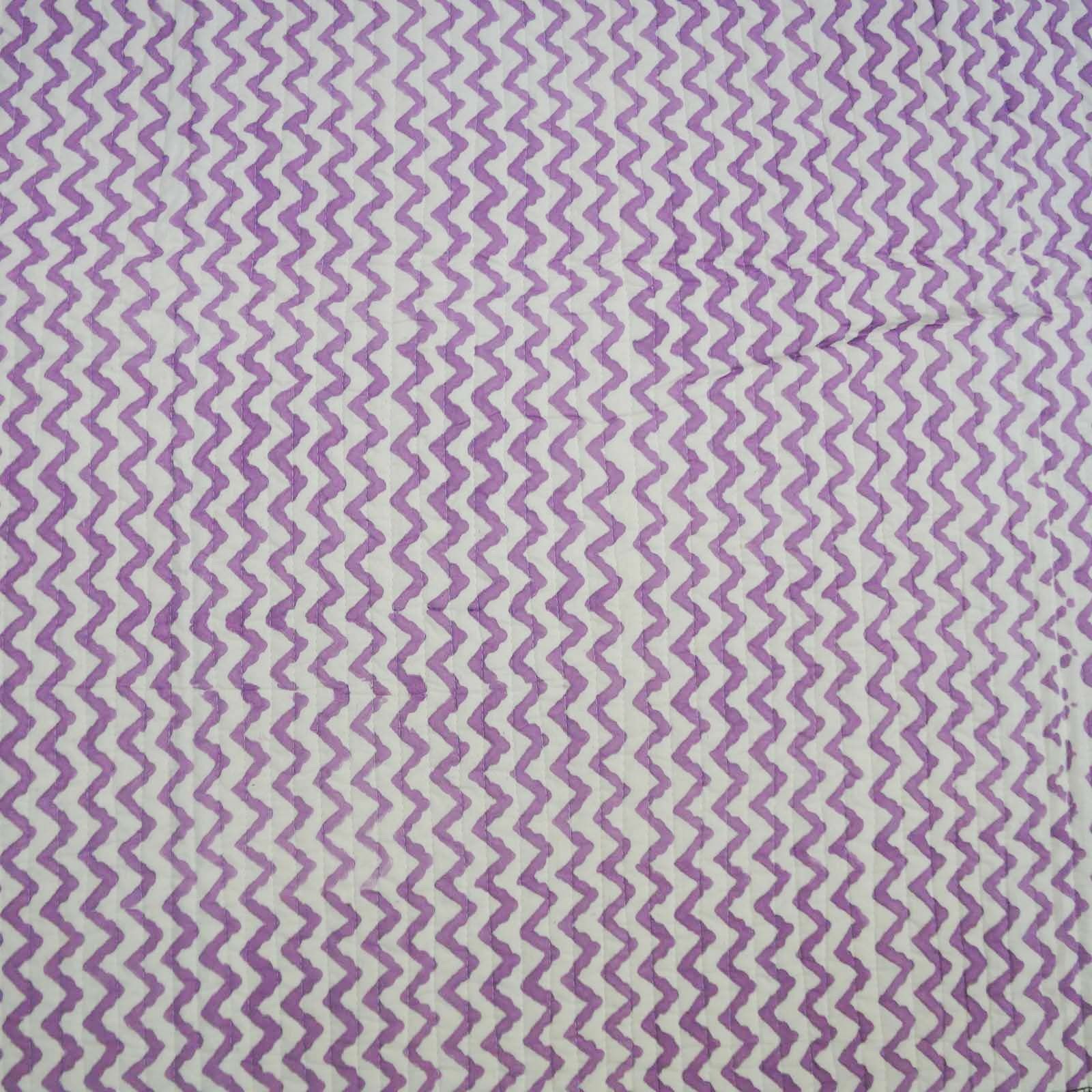 Zigzag Block Print Cotton Kantha Quilt Size: Queen