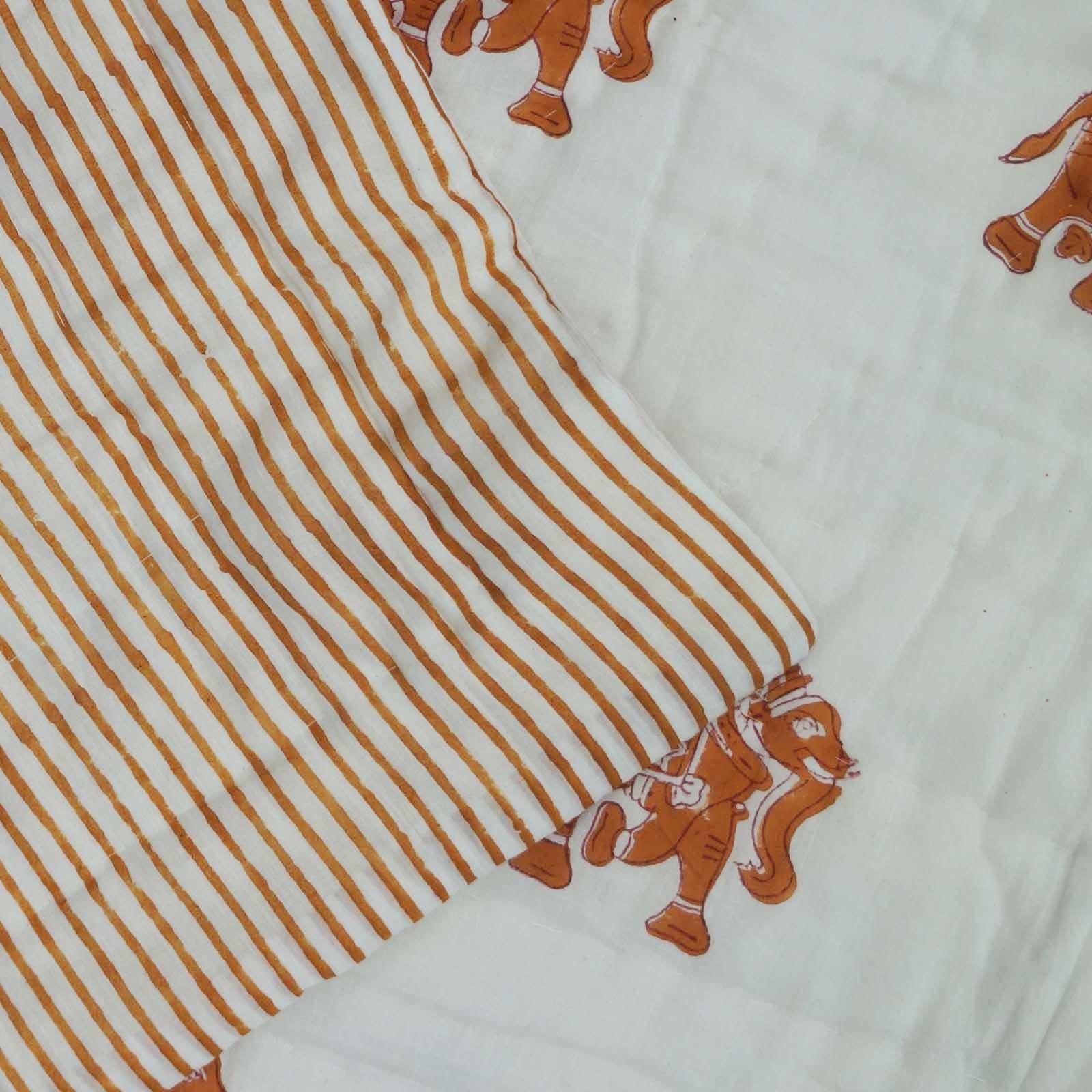 Jaipuri Quilt - 100% Cotton, 90x108 Inches & 60x90 Inches | Handmade, Block Printed, Multi-purpose Bedspread, Blanket, Bedding Throw