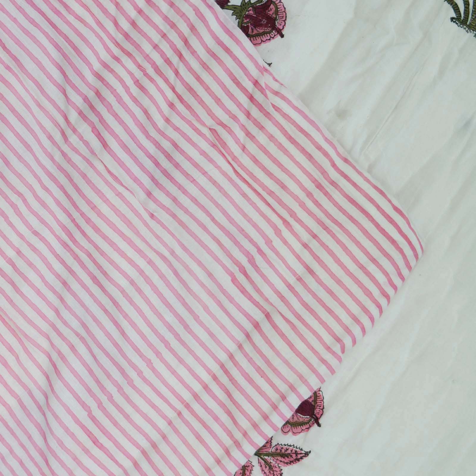 Jaipuri Quilt - 100% Cotton, 90x108 Inches, Indigo Blue | Hand Block Printed, Handmade Kantha Stitch, Versatile Bedspread, Blanket, Or Bedding Throw