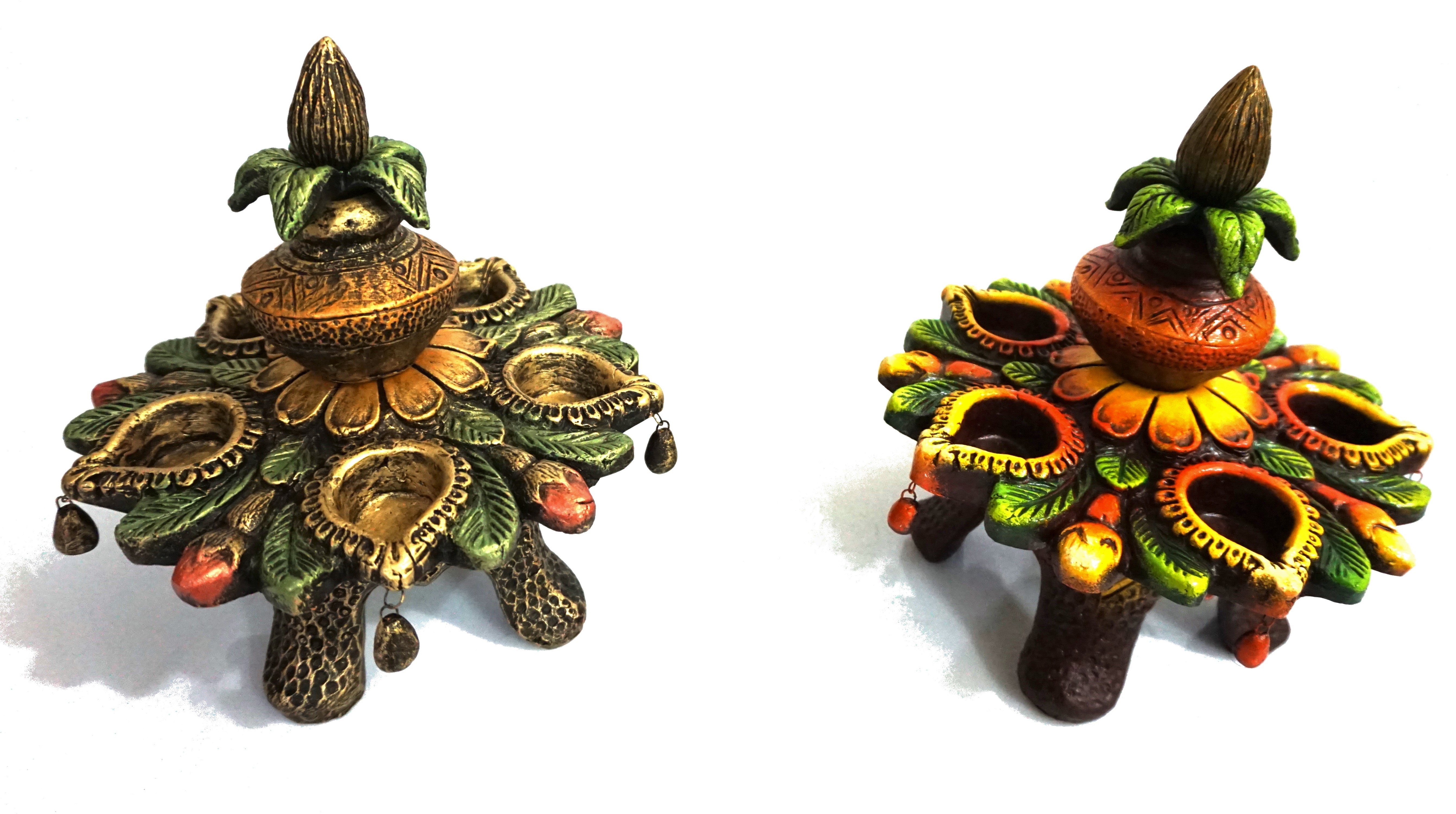 Kalsh With Stool 5 Diya Set