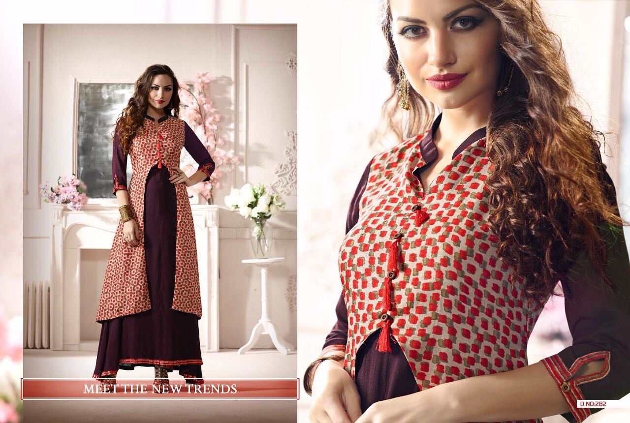 Red And Green Rayon Kurtis