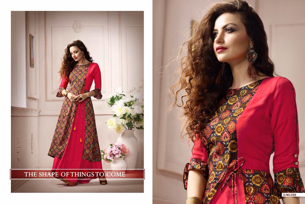 Red And Green Rayon Kurtis