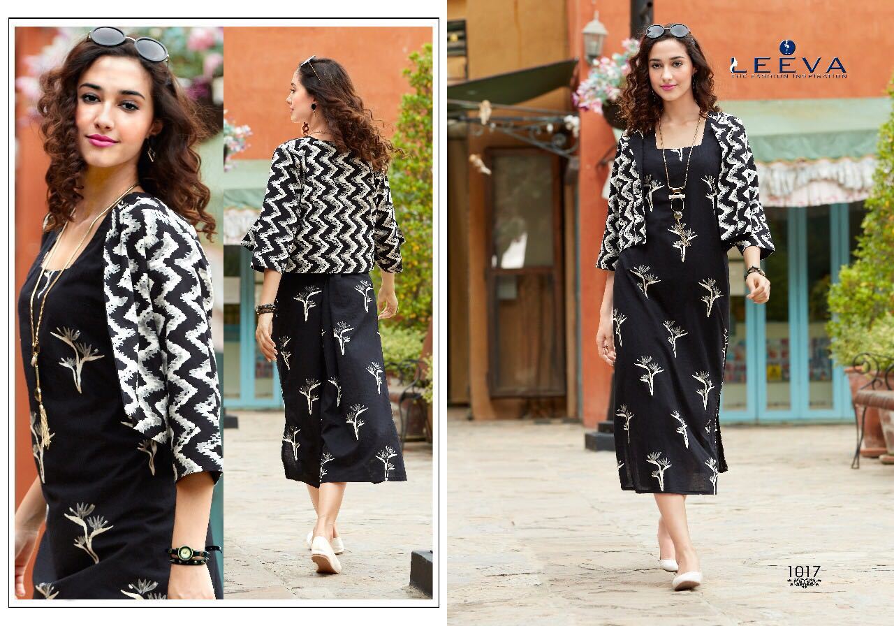 White And Blue Ladies Fancy Kurti