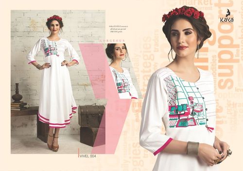 White Ladies Fancy Kurti