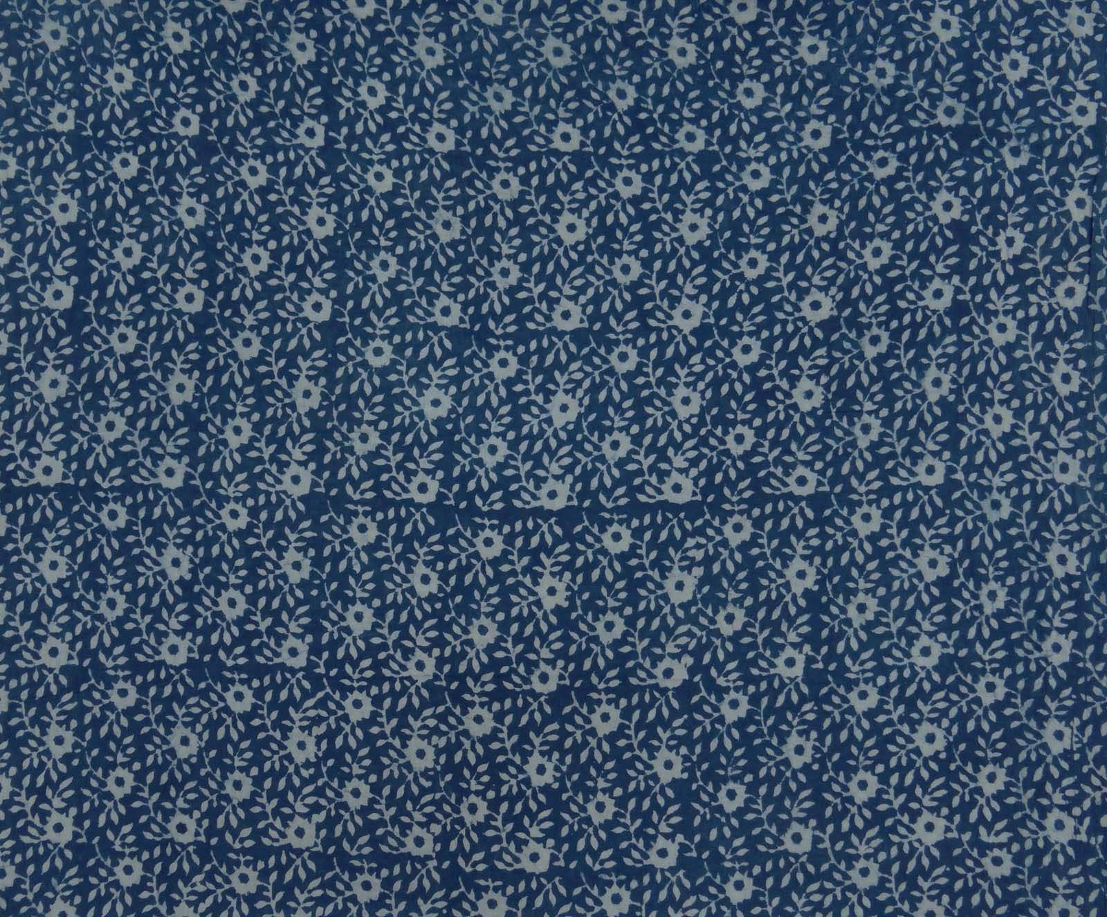 Indigo Blue Hand Block Printed Fabric - 100% Cotton, 60x60 Thread Count, Light Weight, Soft Texture, Artisanal Vegetable Dyes, Ideal For Garments, Curtains, Quilting And Home Decor