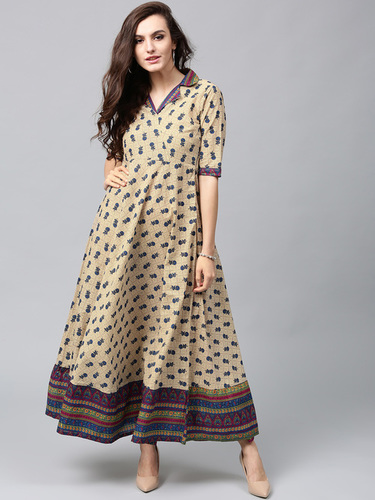 Ladies Stylish Gown - Silk Fabric, Sizes S-XXXL, Printed Pattern | Formal Dress, Washable, Elegant Design for Any Occasion