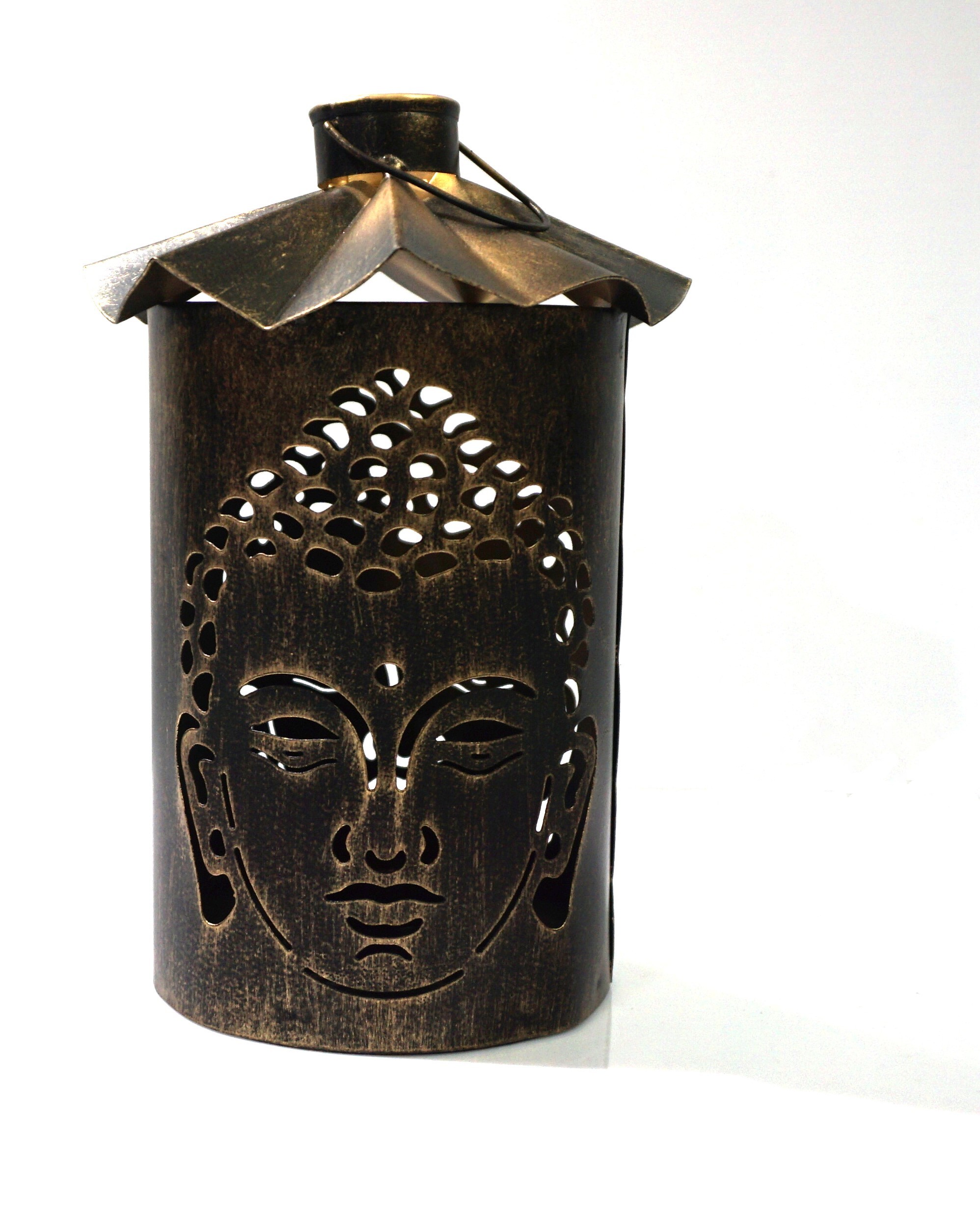 Buddha T Light Holder - Metal, Diameter 8cm, Height 15cm, Bronze Color | Ambient Lighting, Decorative Piece, Unique Design, Serene Ambiance