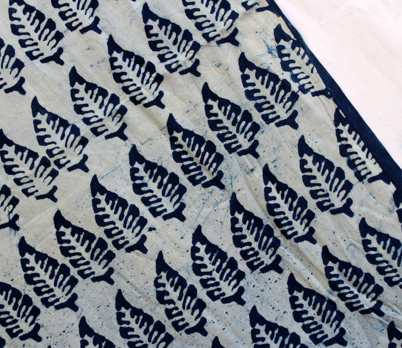 Floral Block Print Fabric - 100% Cotton, 60x60 Thread Count, Indigo Blue | Hand Printed, Light Weight, Soft, Natural Dye, Artisanal Design