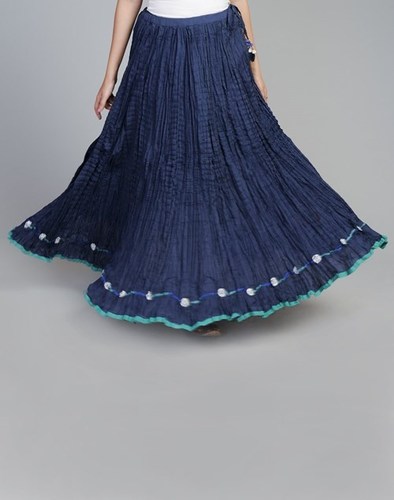 सिल्क डार्ट ब्लू स्कर्ट