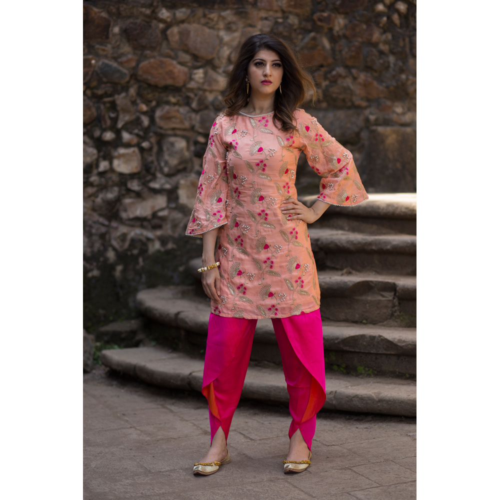 Fully Embellished Top With Silk Tulip Pants