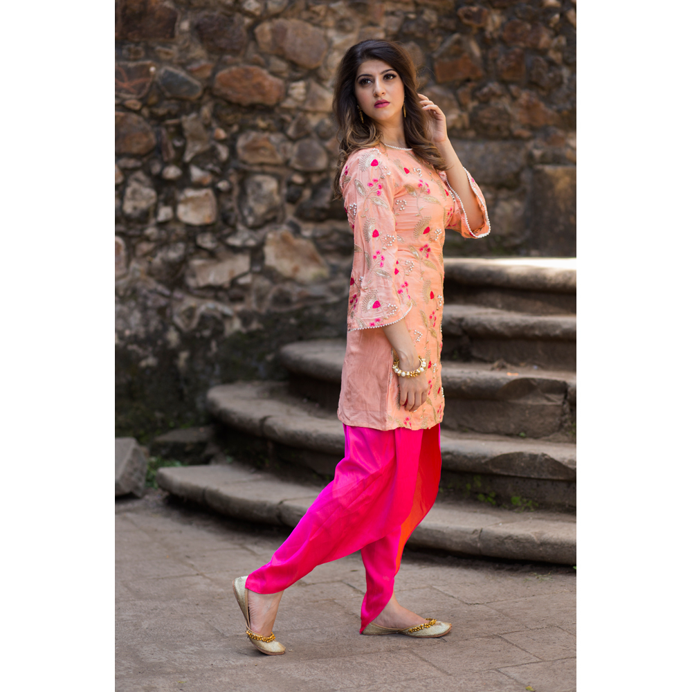 Fully Embellished Top With Silk Tulip Pants
