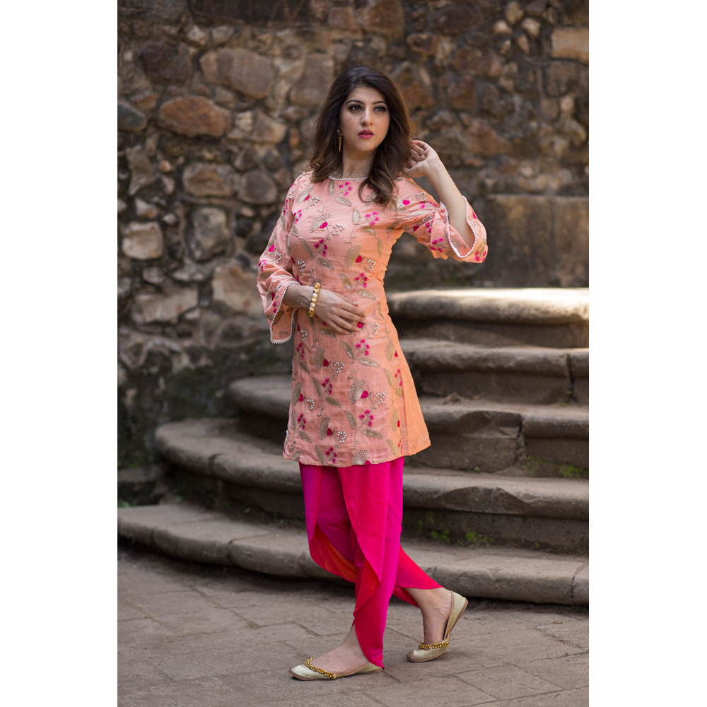 Fully Embellished Top With Silk Tulip Pants