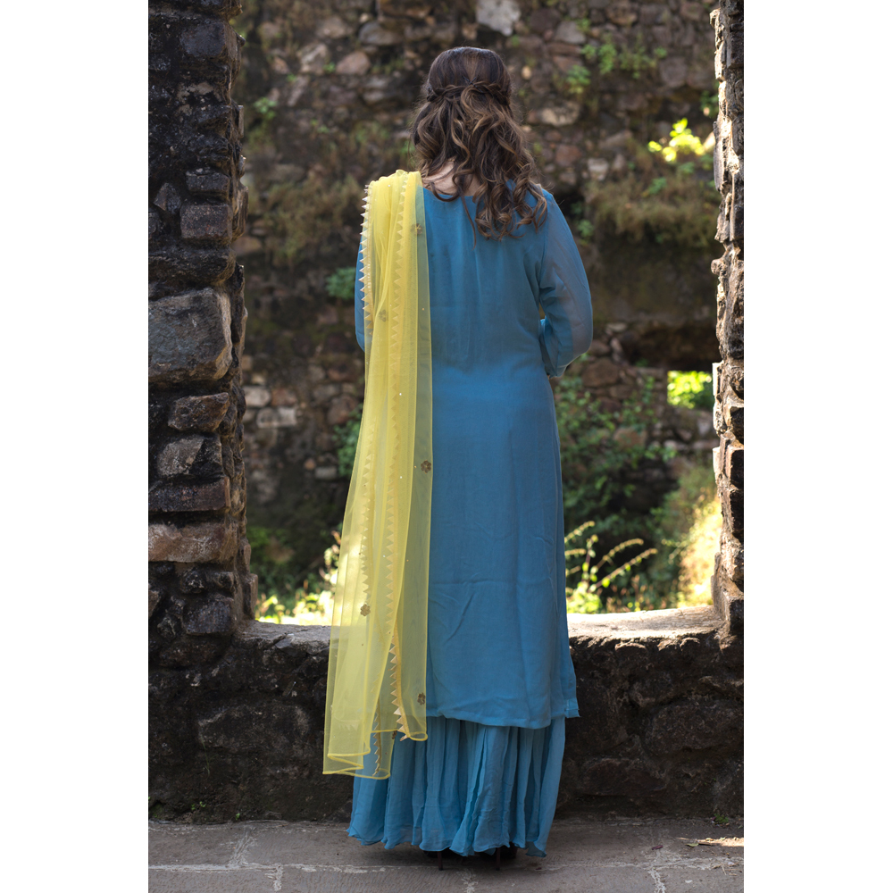 Gota Pati Top With Gharara With Net Dupatta