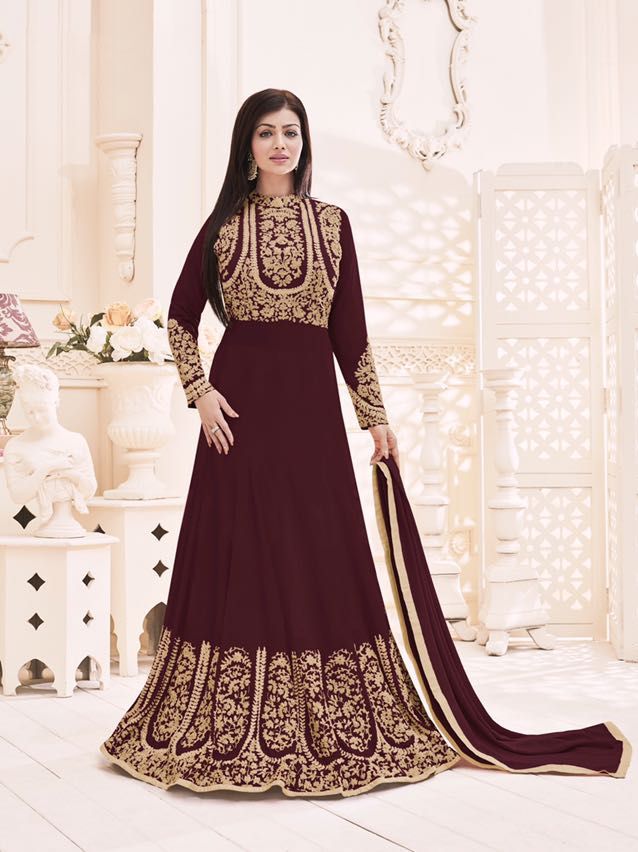 Bollywood Anarkali Suit - Banarasi Silk, Semi-stitched Up To Size 42, Green | Embroidered Design, Net Dupatta, Ethnic Modern Style