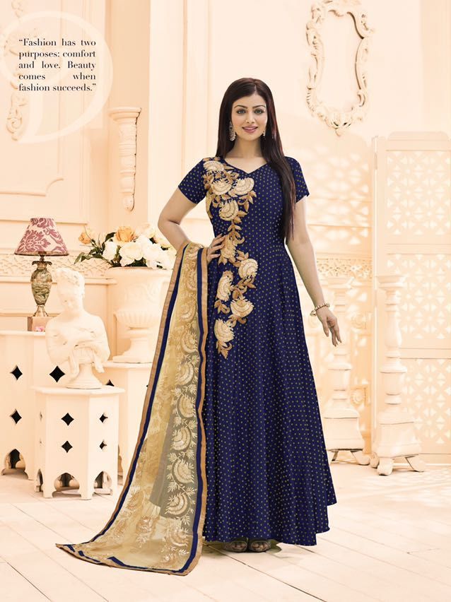 Bollywood Anarkali Suit - Banarasi Silk, Semi-stitched Up To Size 42, Green | Embroidered Design, Net Dupatta, Ethnic Modern Style