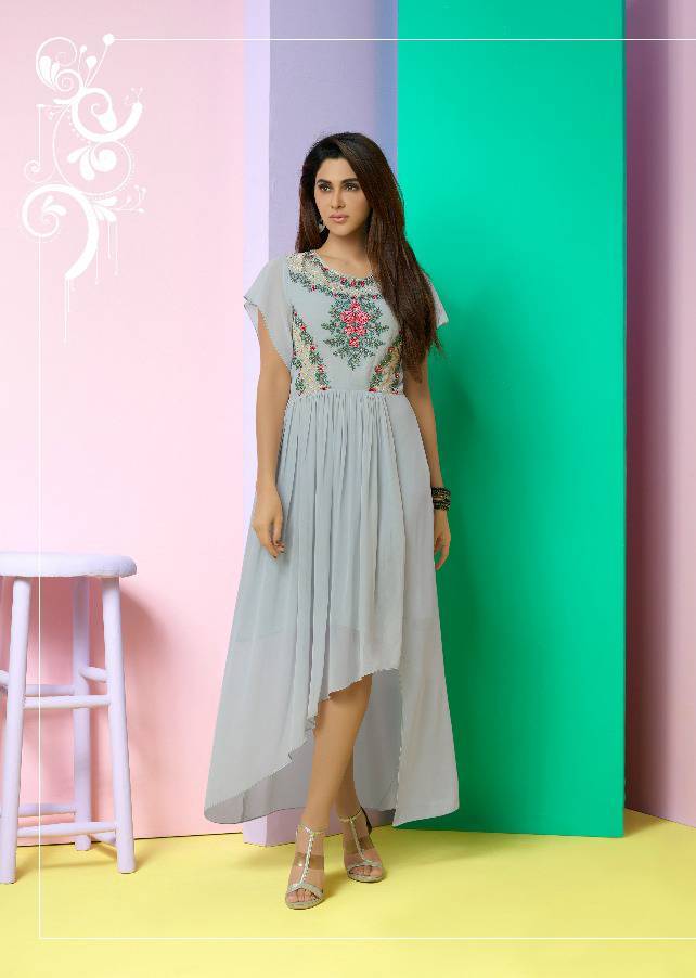 Stylish Tunics - Georgette Fabric, A-line Design, Available In L, Xl, Xxl, Green Color, Heavy Embroidery With Lace Border For All Seasons