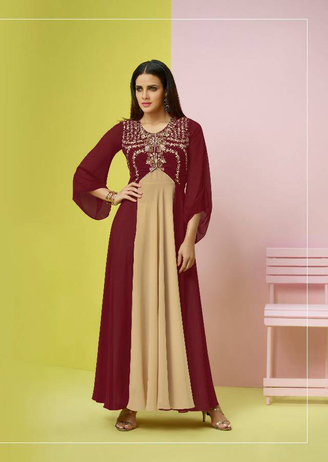 Stylish Tunics - Georgette Fabric, A-line Design, Available In L, Xl, Xxl, Green Color, Heavy Embroidery With Lace Border For All Seasons