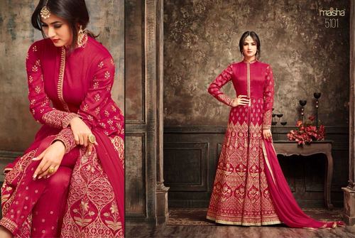 Dark Pink Heavy Designer Gown