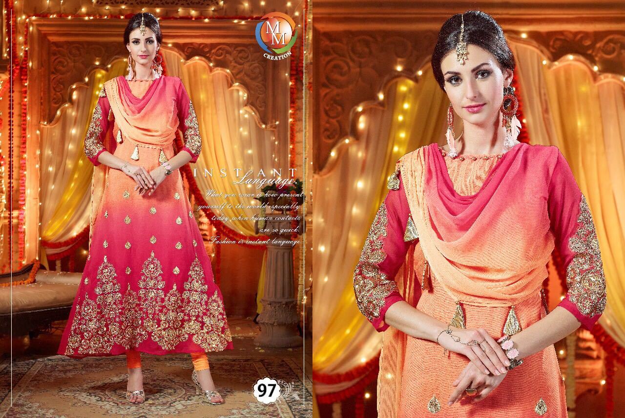 Orange And Cream Ladies Fancy Kurti