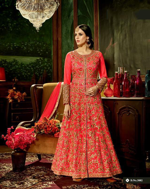 Bridal Suits - Five Star Net & Akira Silk, Semi-stitched With Heavy Embroidery