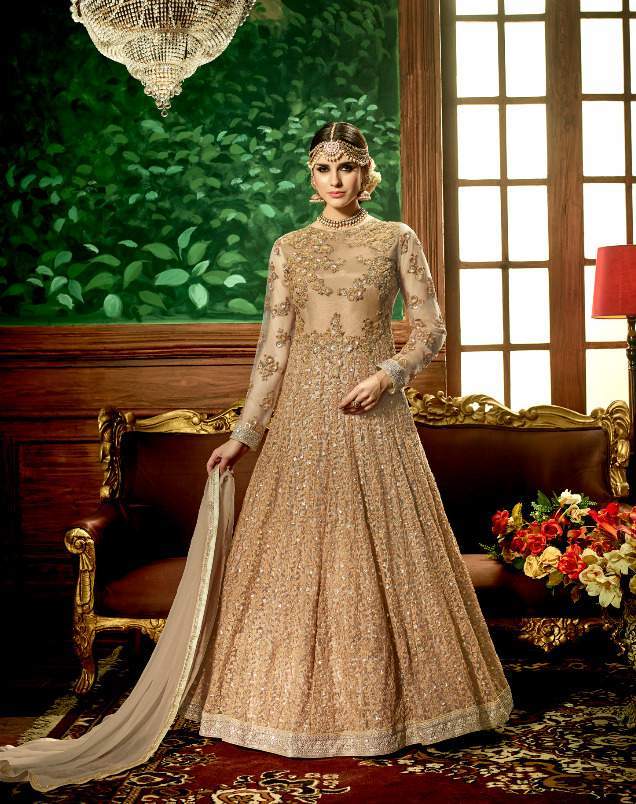 Bridal Suits - Five Star Net & Akira Silk, Semi-stitched With Heavy Embroidery