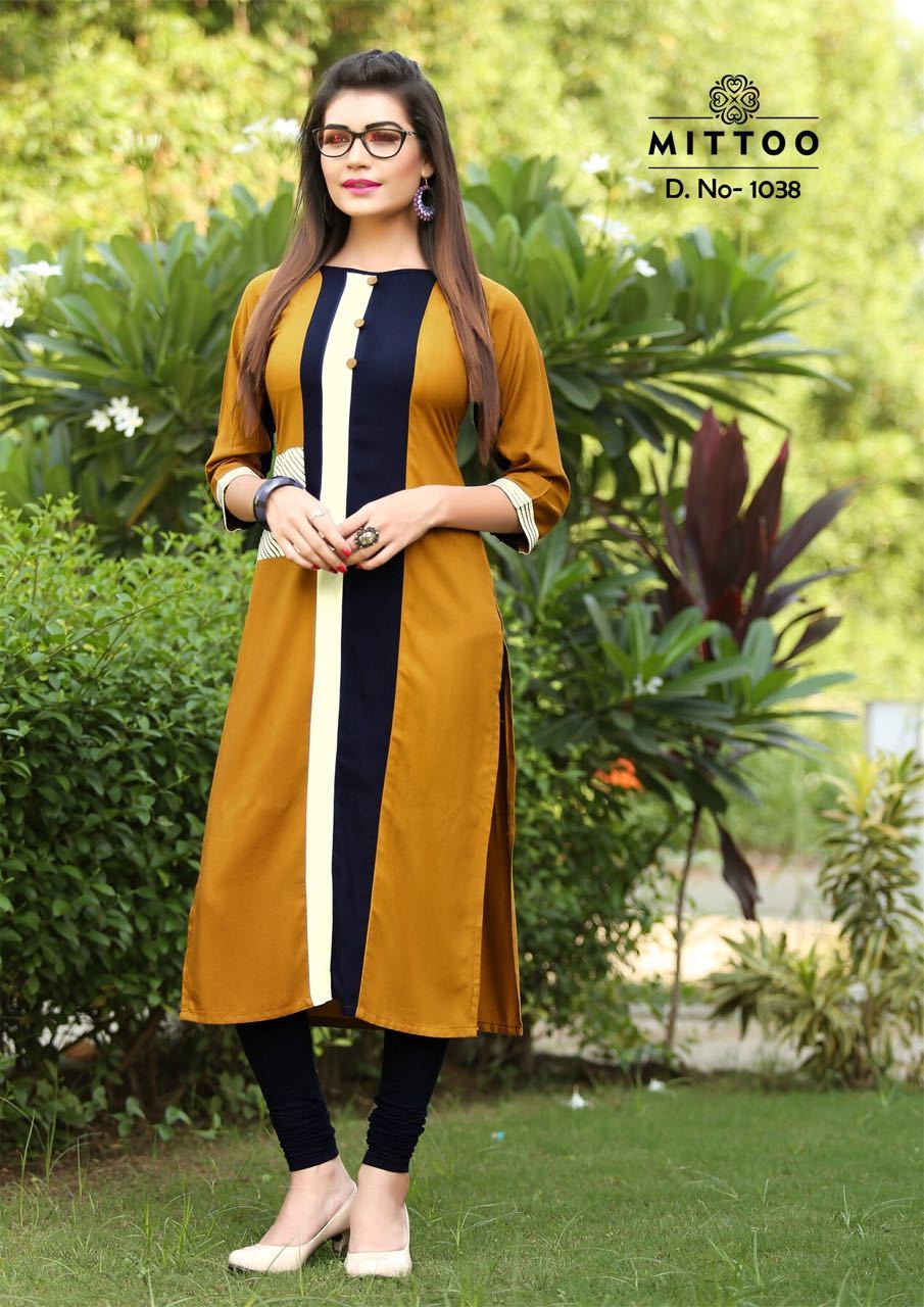 Navy Blue And Red Ladies Fancy Kurti