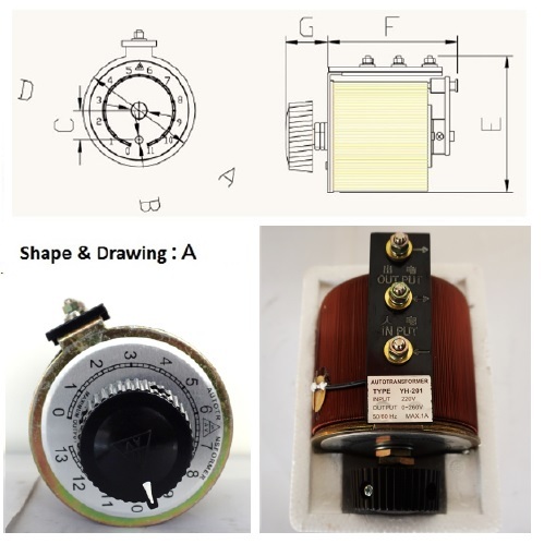 1 Phase Variac Slidac Auto Transformer Yh2xxx Coil Material: Copper Core