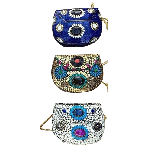 हाथ से बने मोरक्को बहुरंगी क्लच कम स्लिंग बैग