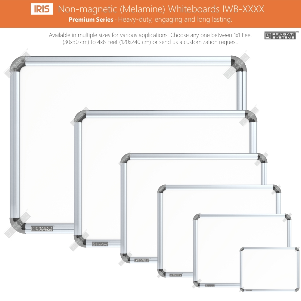 Iris Heavyduty Non-magnetic (Melamine) Whiteboards Dry Erase White Marker Surface