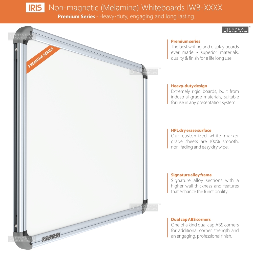 Iris Heavyduty Non-magnetic (Melamine) Whiteboards Dry Erase White Marker Surface