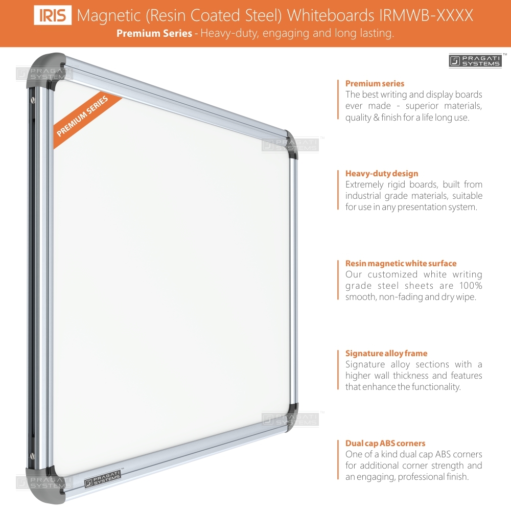 White (For Marker Writing) Iris Heavyduty Magnetic (Resin Coated) Whiteboards