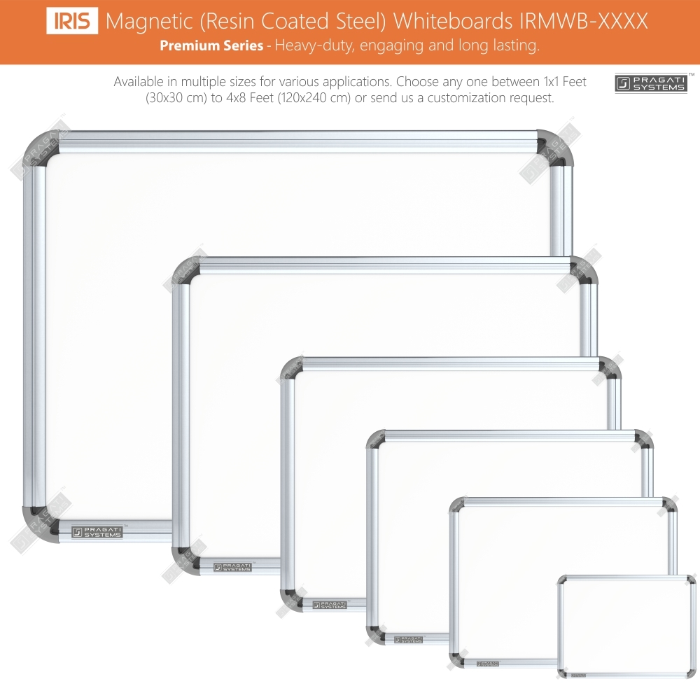 White (For Marker Writing) Iris Heavyduty Magnetic (Resin Coated) Whiteboards