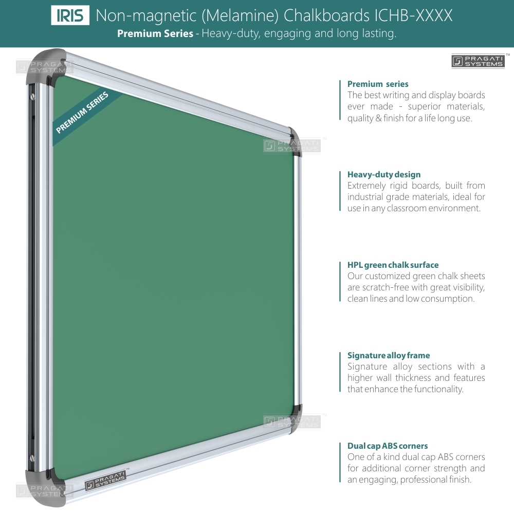 Iris Heavyduty Non-magnetic (Melamine) Chalkboards Easy Wipe